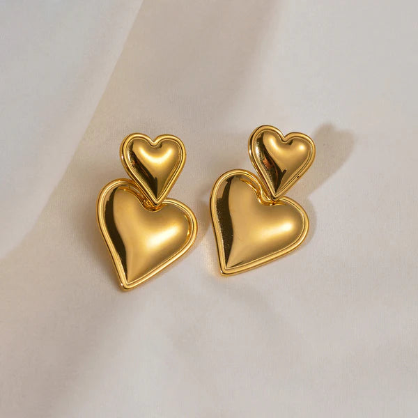 Gold Plated Heart Stud Earrings