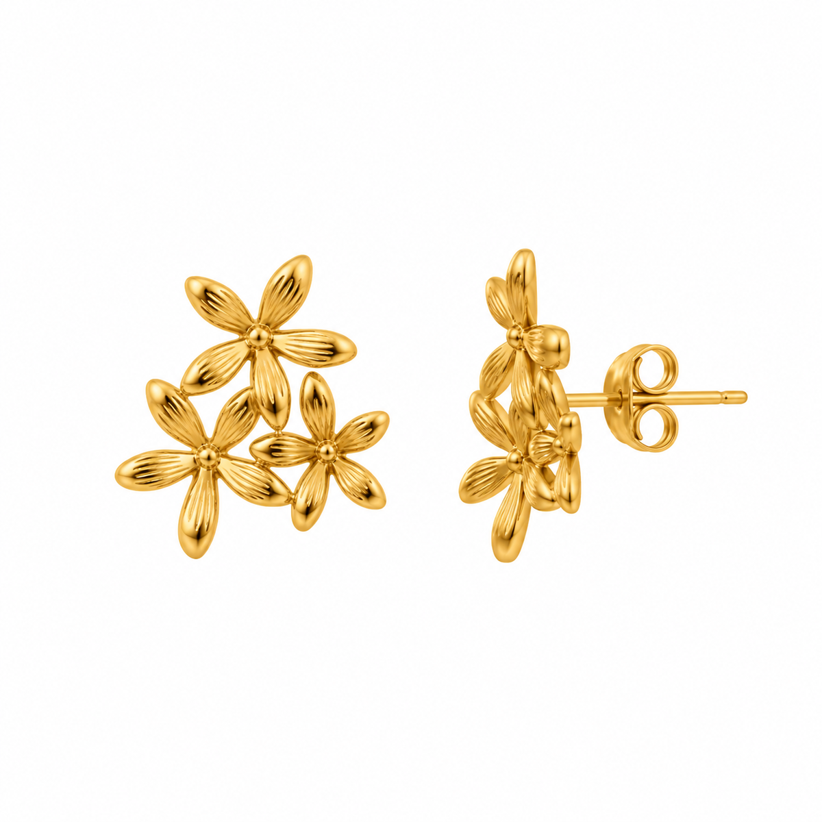 Gold Plated Floral Stud Earrings