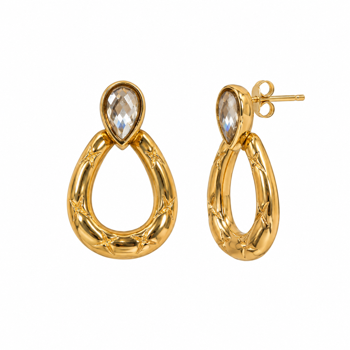 Gold Plated Loop Drop Earrings