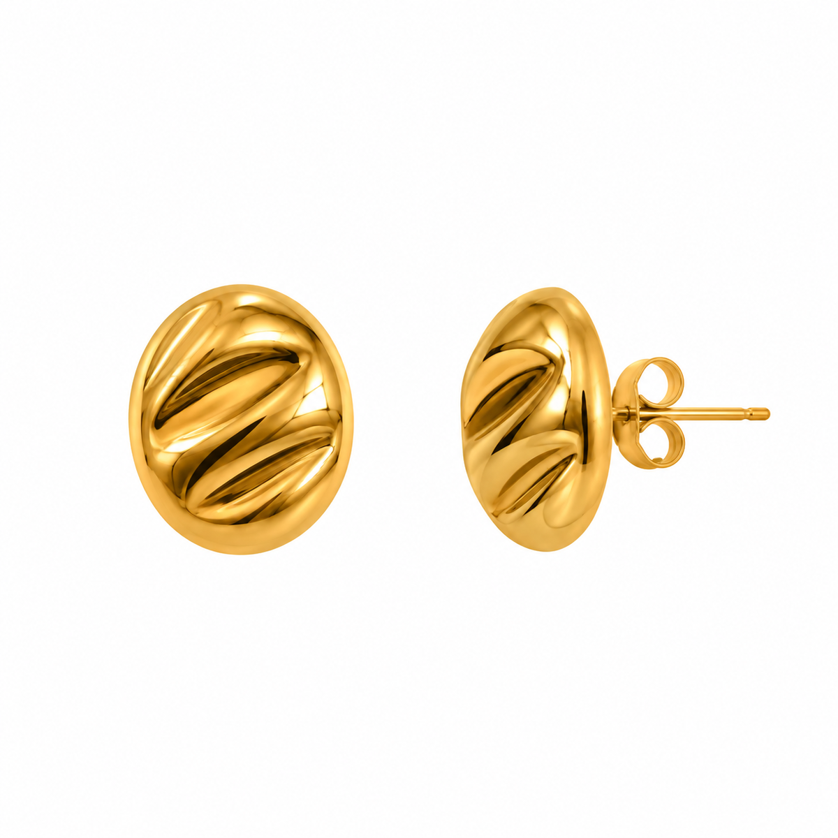 Gold Plated Twisted Oval Stud Earrings