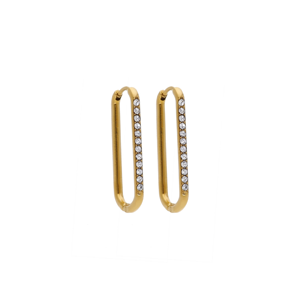 Gold Tone Crystal Detail Hoop Earrings