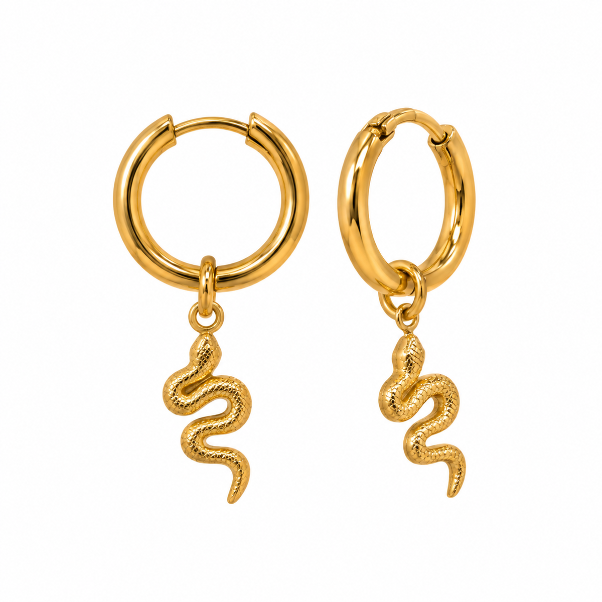 Gold Plated Snake Drop Earrings
