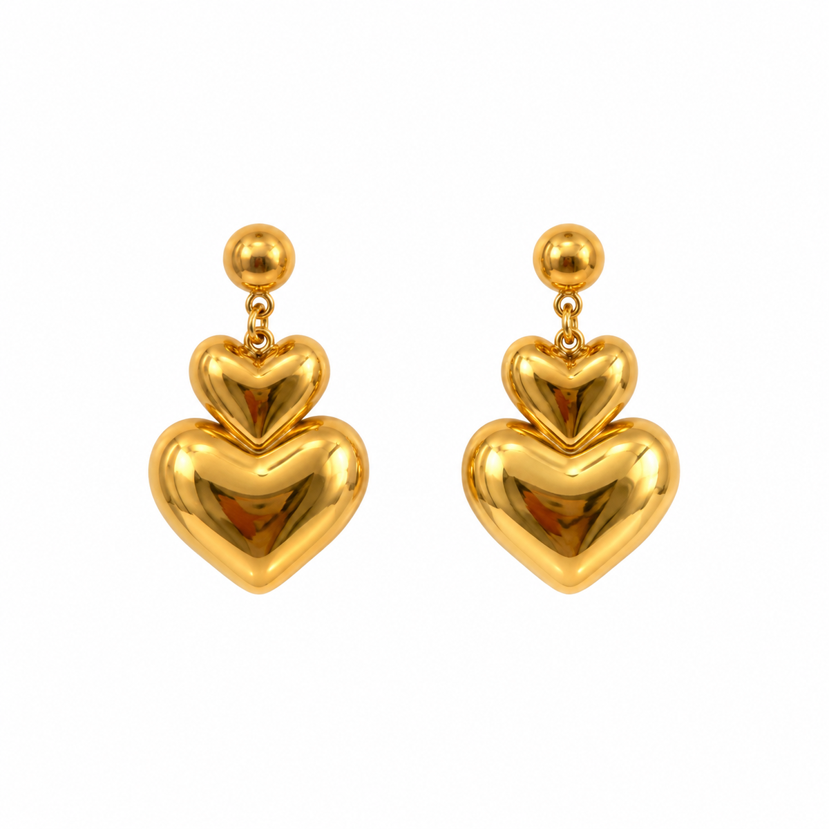 Gold Plated Heart Drop Earrings