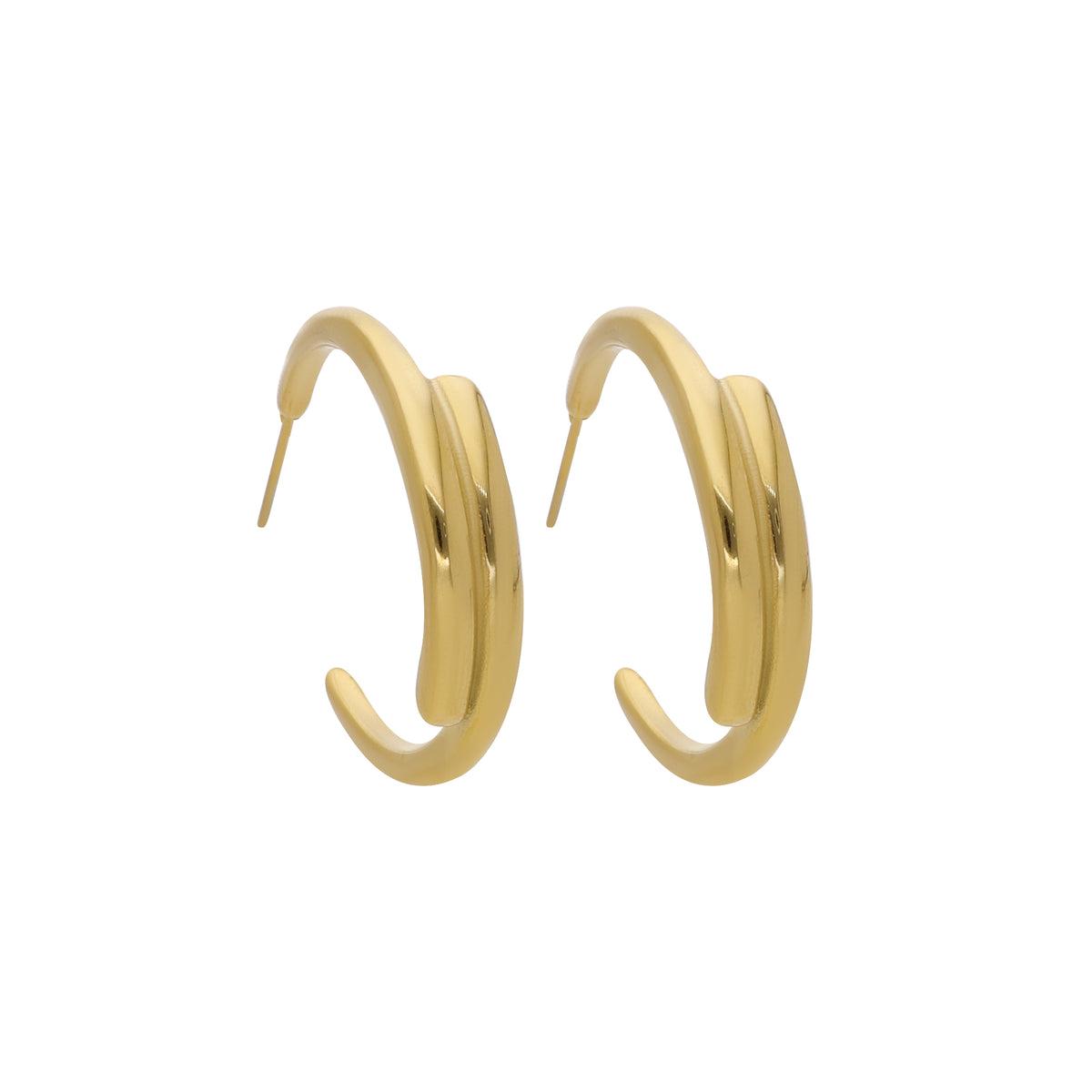 Gold Tone Curved Hoop Earrings