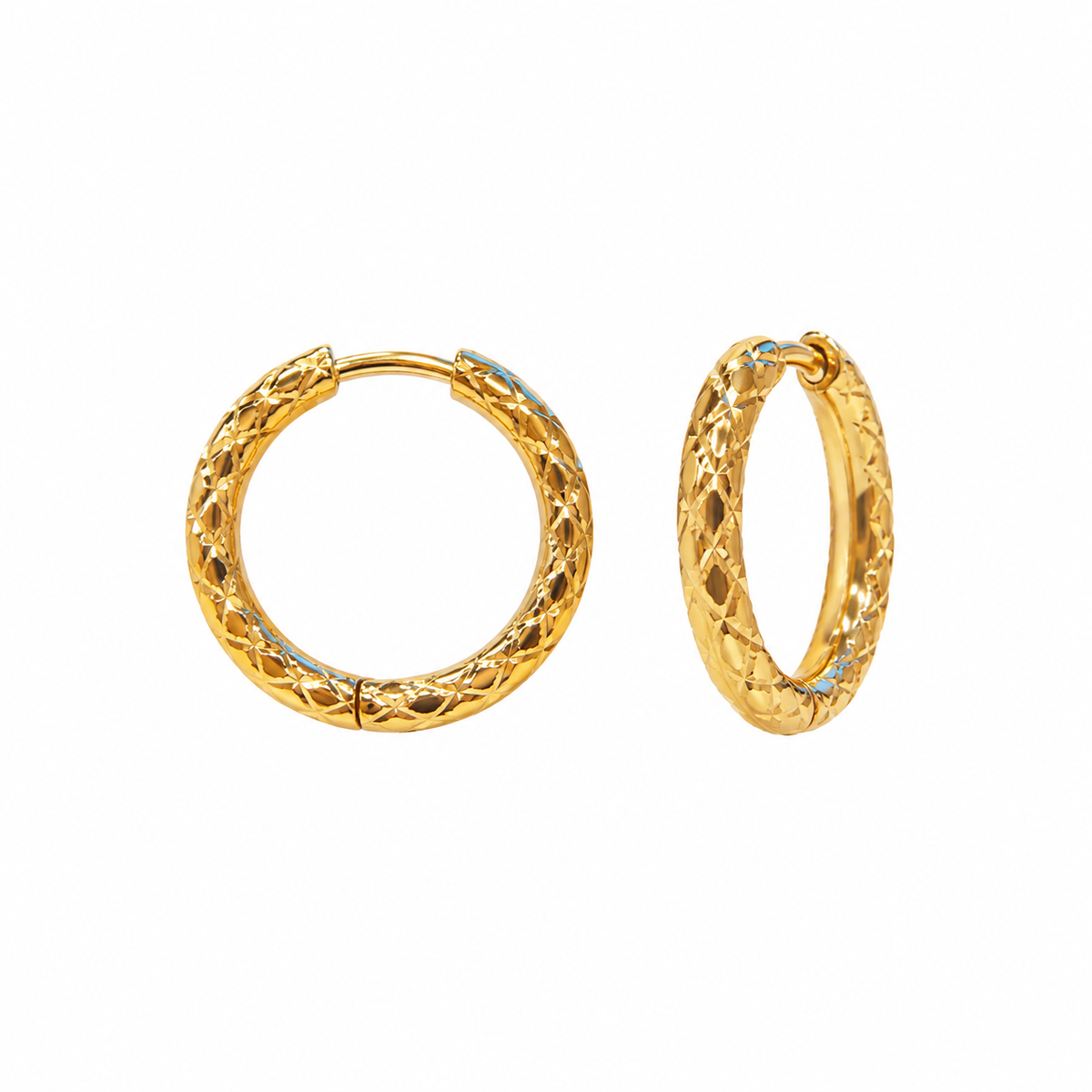 Gold Plated Textured Hoop Earrings