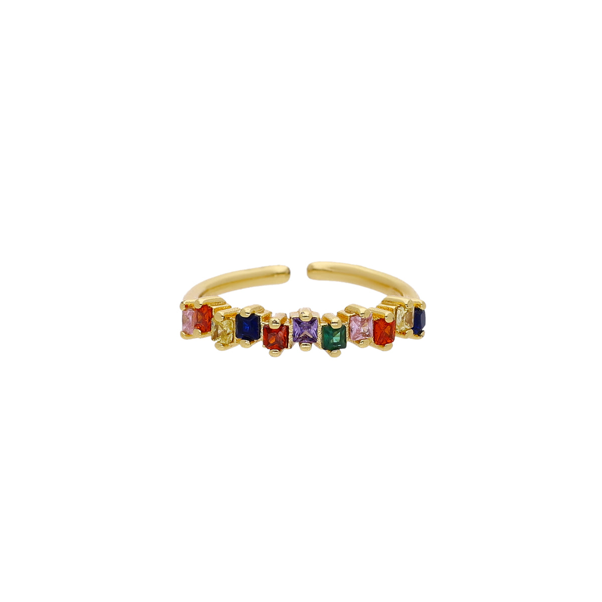 Gold Tone Multicolor Stone Band Ring