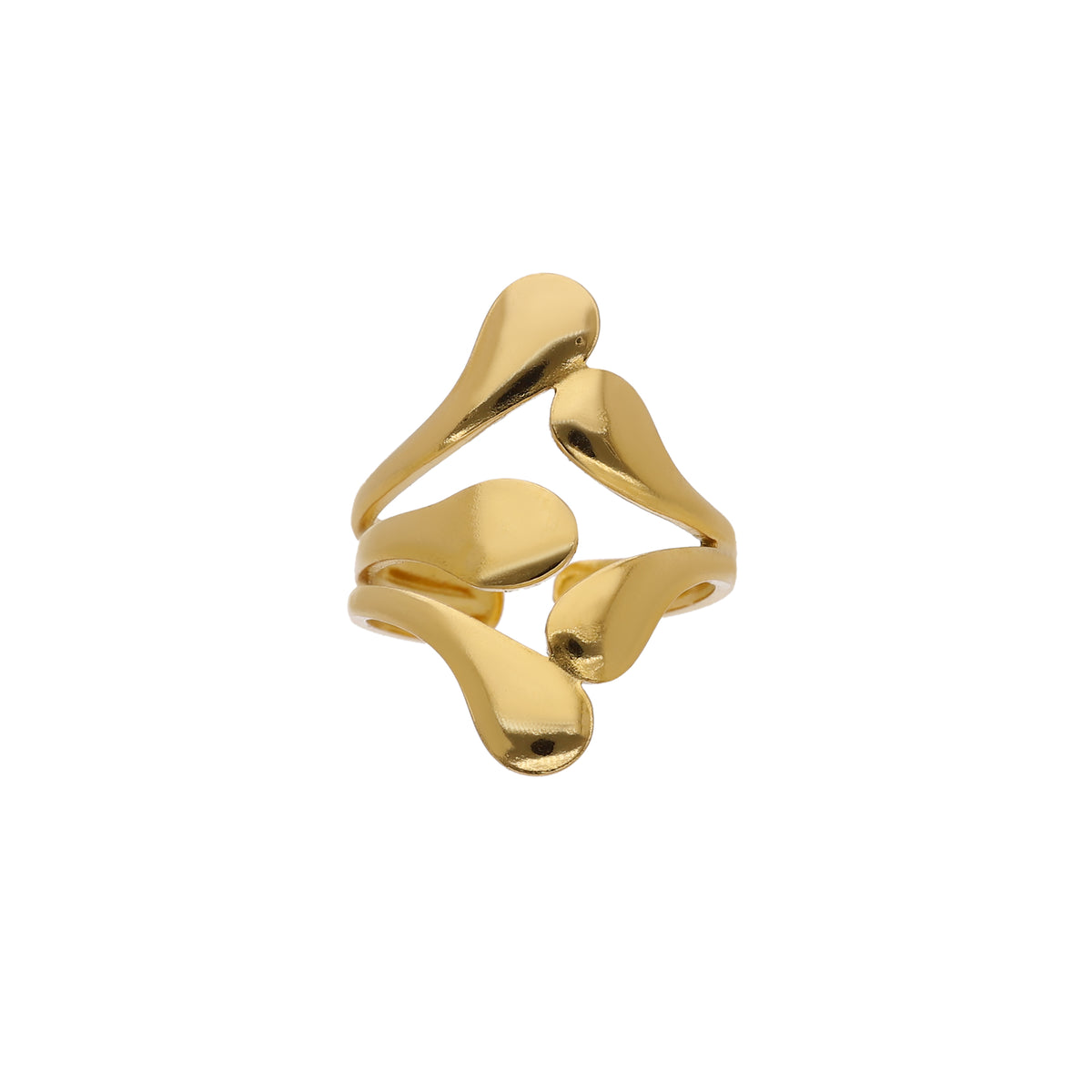Gold Tone Triple Leaf Ring