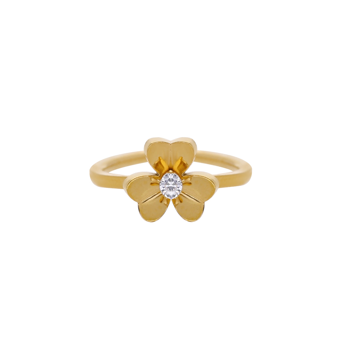 Gold Tone Floral Crystal Ring