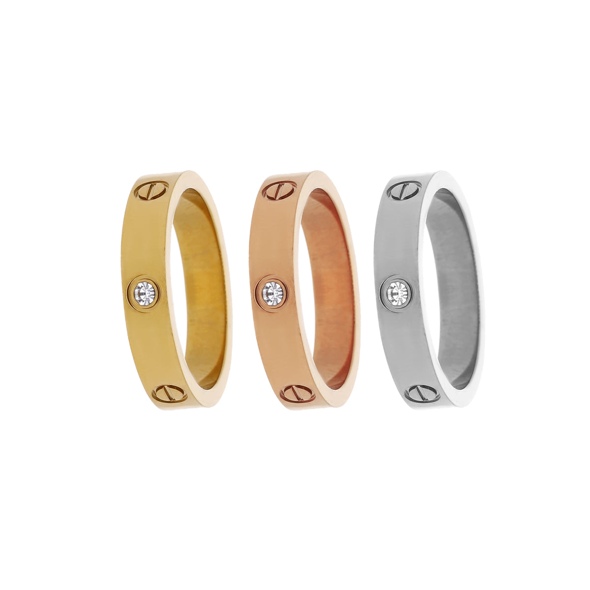 Gold Tone Multicolor Ring Set